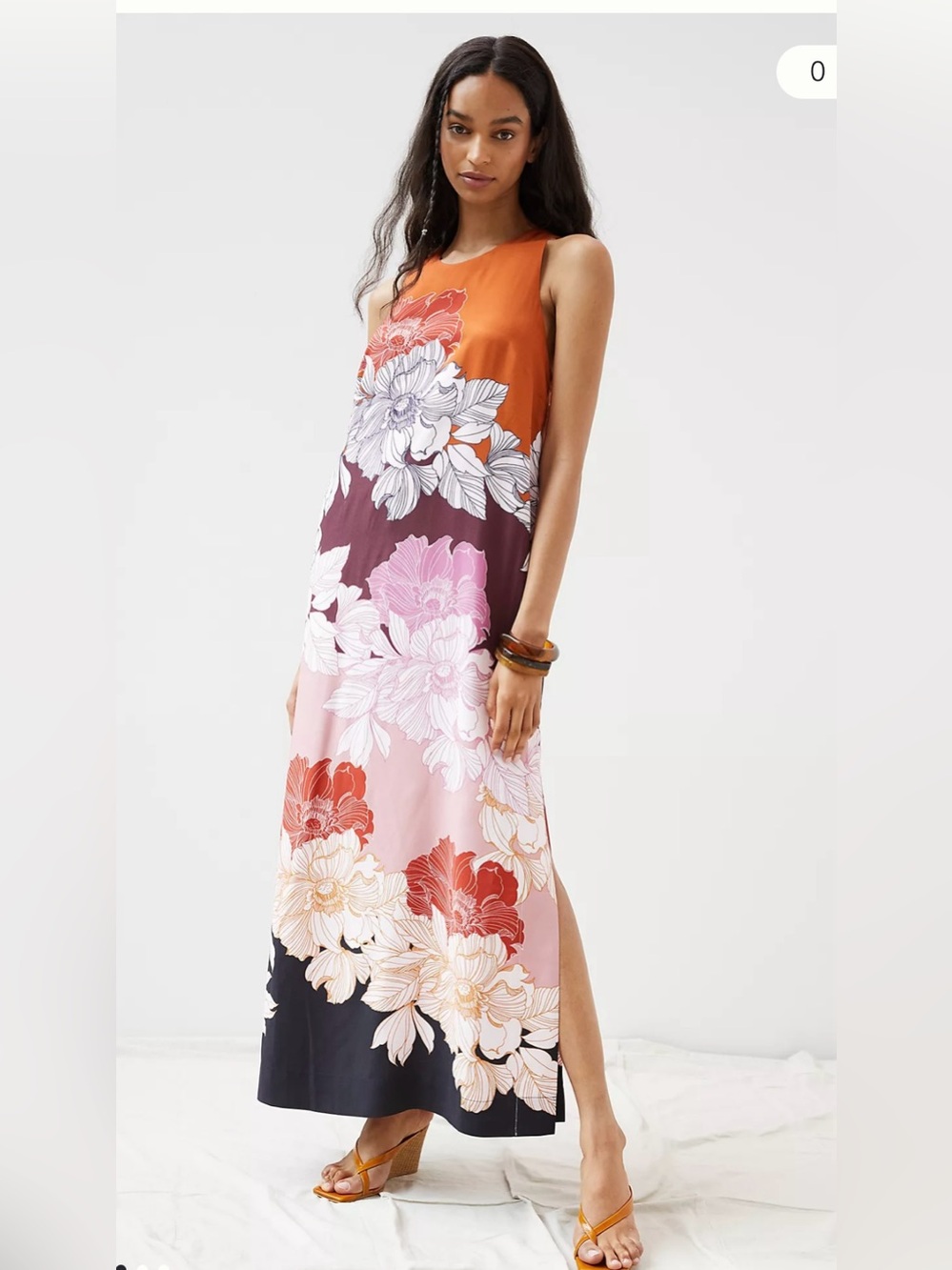 Maeve Floral Maxi Dress in Orange, Pink, Purple, Black